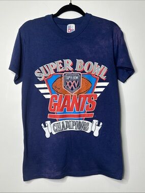 Vintage 1991 New York Giants Super Bowl Champions XXV Navy T-Shirt Large